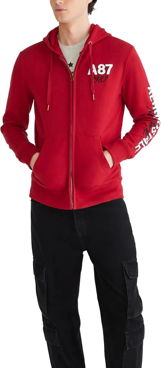 AEROPOSTALE Men's Aero Logo Full Zip Hoodie-Left Chest