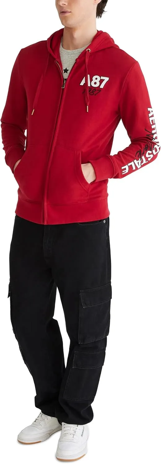 AEROPOSTALE Men's Aero Logo Full Zip Hoodie-Left Chest