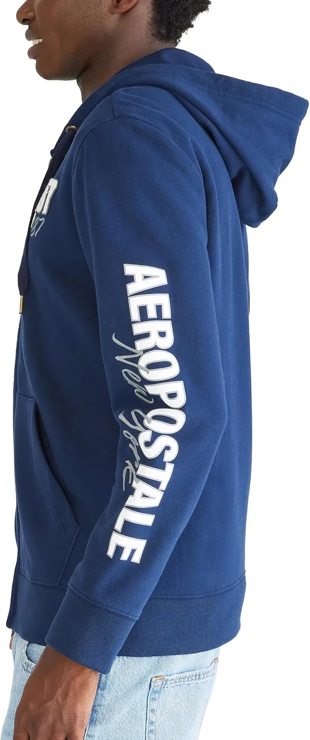 AEROPOSTALE Men's Aero Logo Full Zip Hoodie-Left Chest
