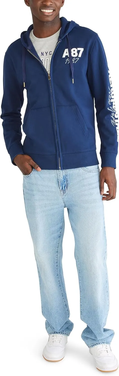 AEROPOSTALE Men's Aero Logo Full Zip Hoodie-Left Chest