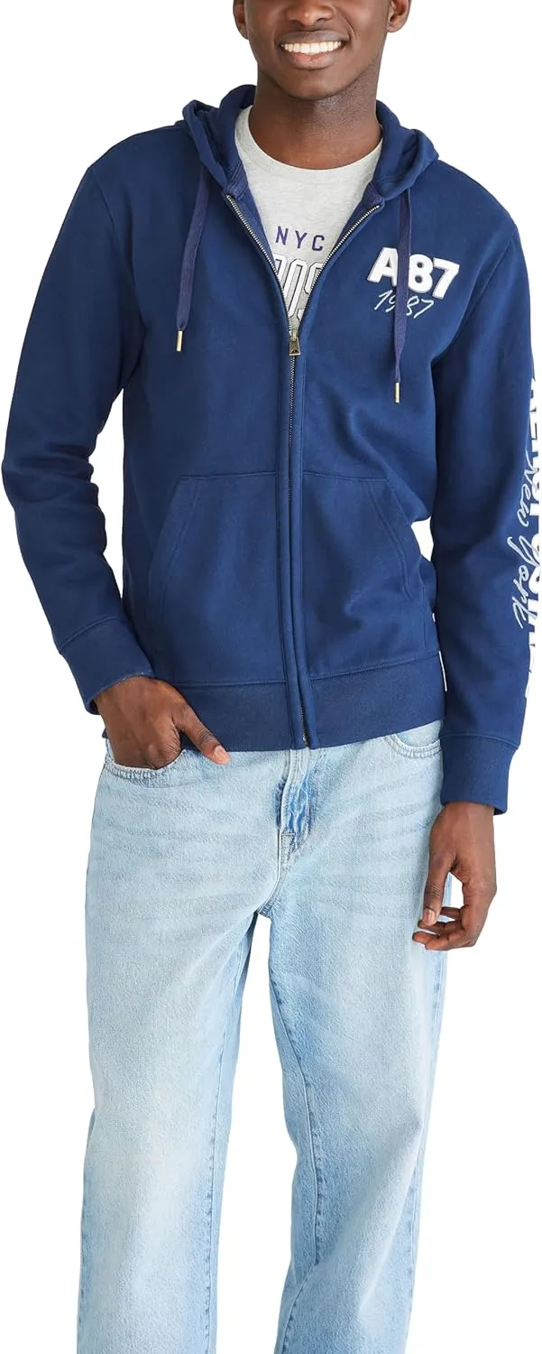 AEROPOSTALE Men's Aero Logo Full Zip Hoodie-Left Chest