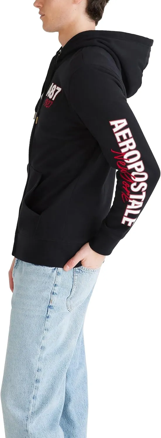AEROPOSTALE Men's Aero Logo Full Zip Hoodie-Left Chest