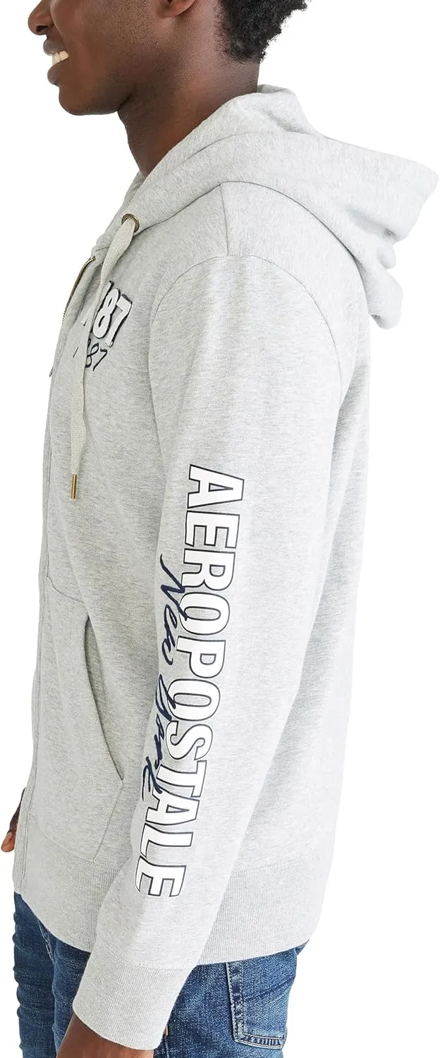 AEROPOSTALE Men's Aero Logo Full Zip Hoodie-Left Chest