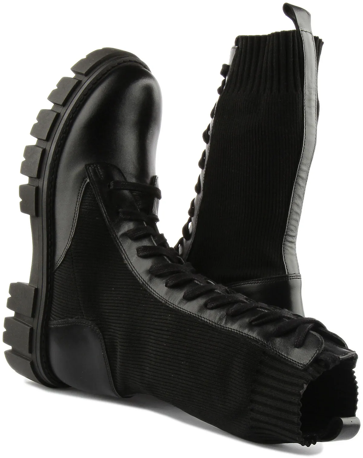 Astera Lace up Ankle Boots In Black