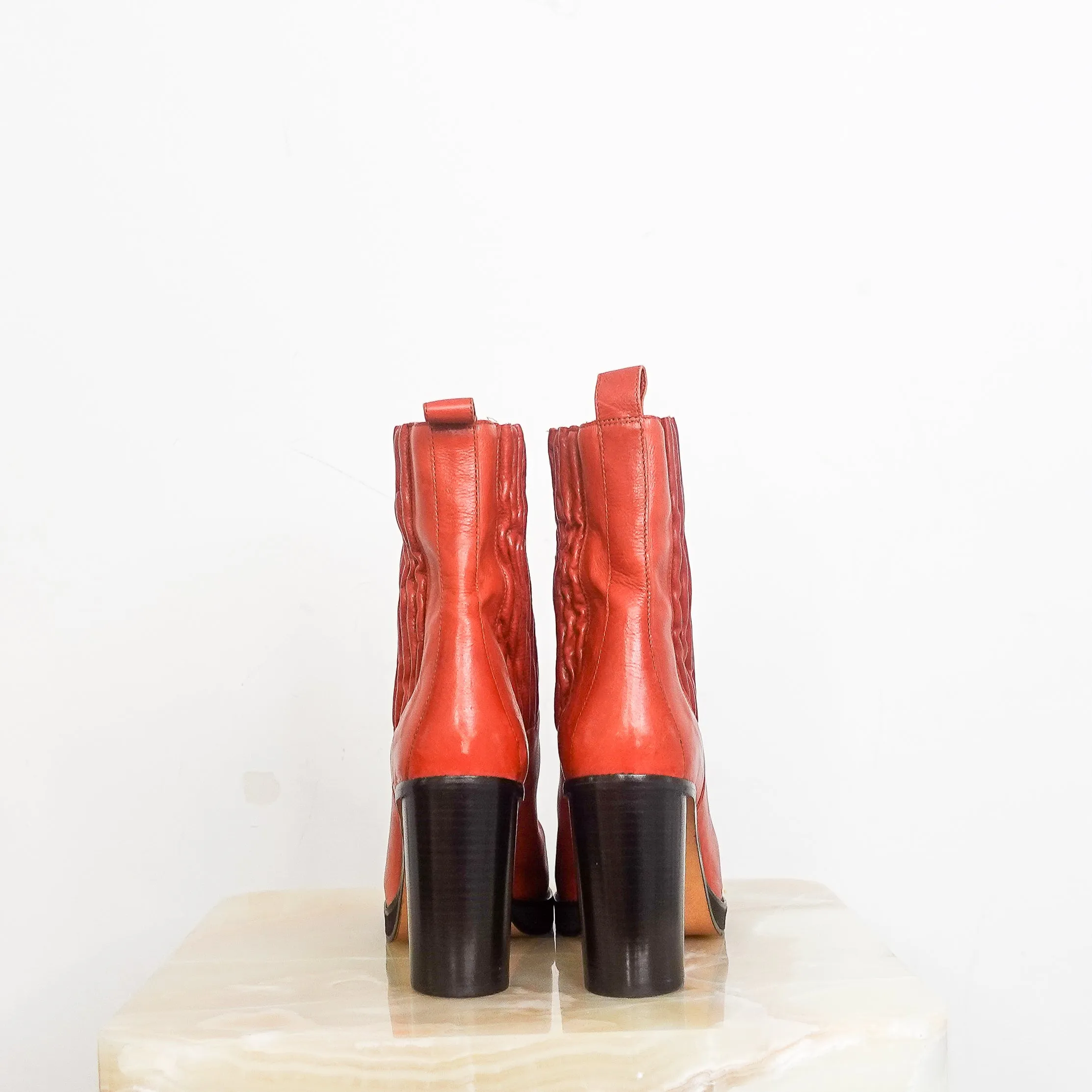 Calf Skin Red Ankle Boots RRP £800