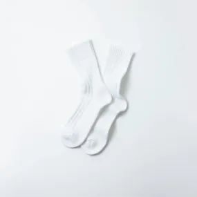 Chunky Ribbed Crew Socks (White)