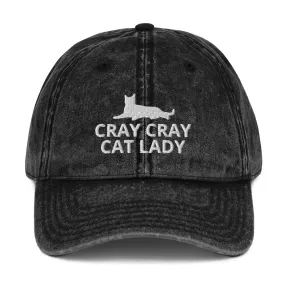 Cray Cray Cat Lady Vintage Cotton Twill Cap | Crazy Cat Lady | Perfect gift for the cat lover in your family!| Multiple Hat Colors Available