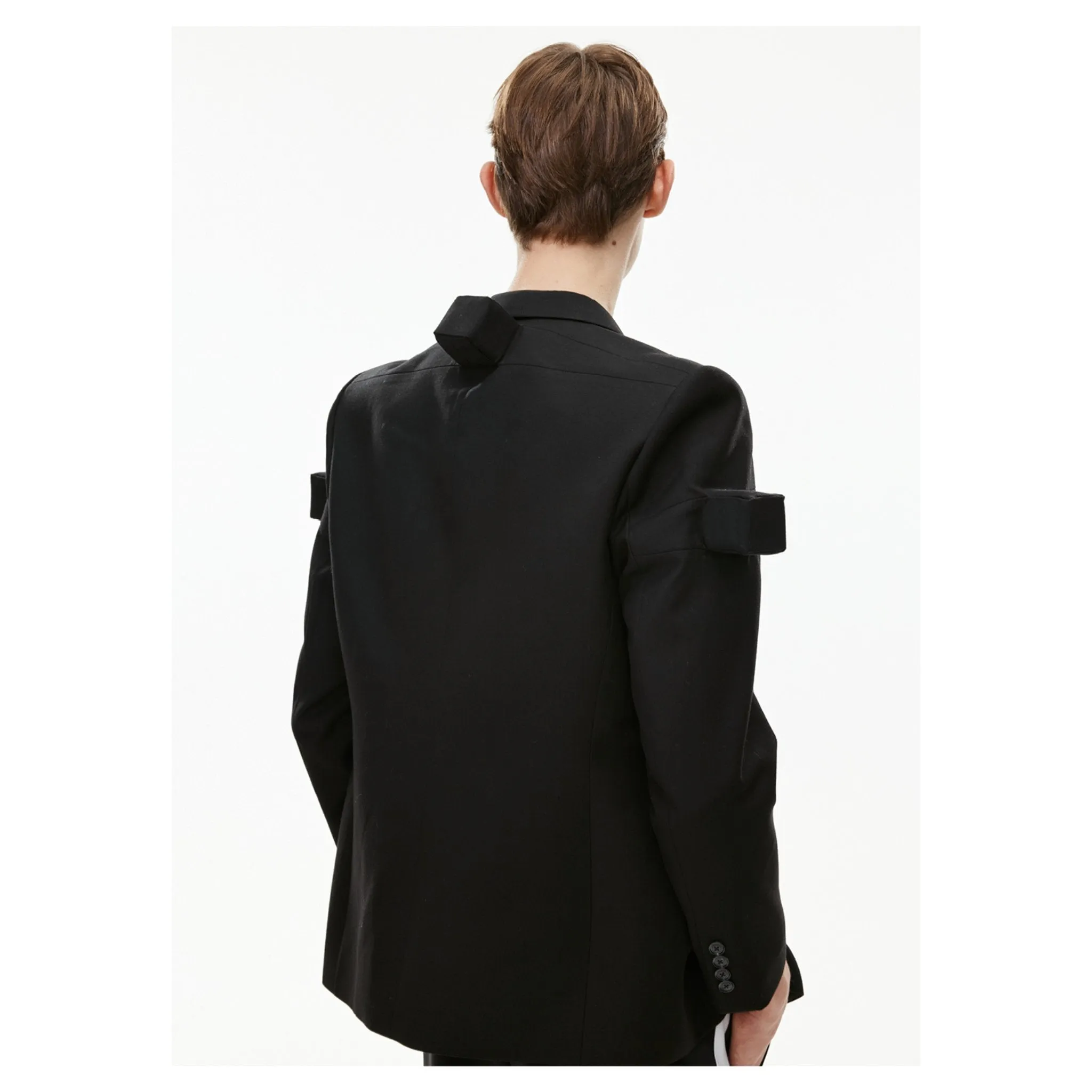 Cube Inlaid Double Breasted Suit Black