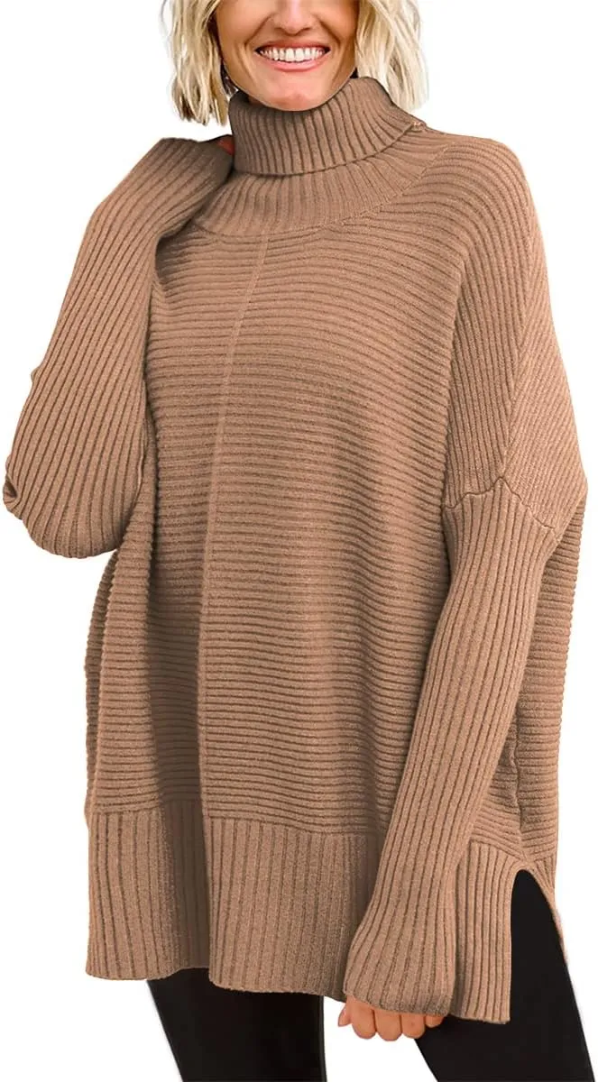 EFAN Women's Turtleneck Oversized Sweaters Fall Outfits Clothes Trendy Fashion Long Pullover Knit Winter Tunic 2025