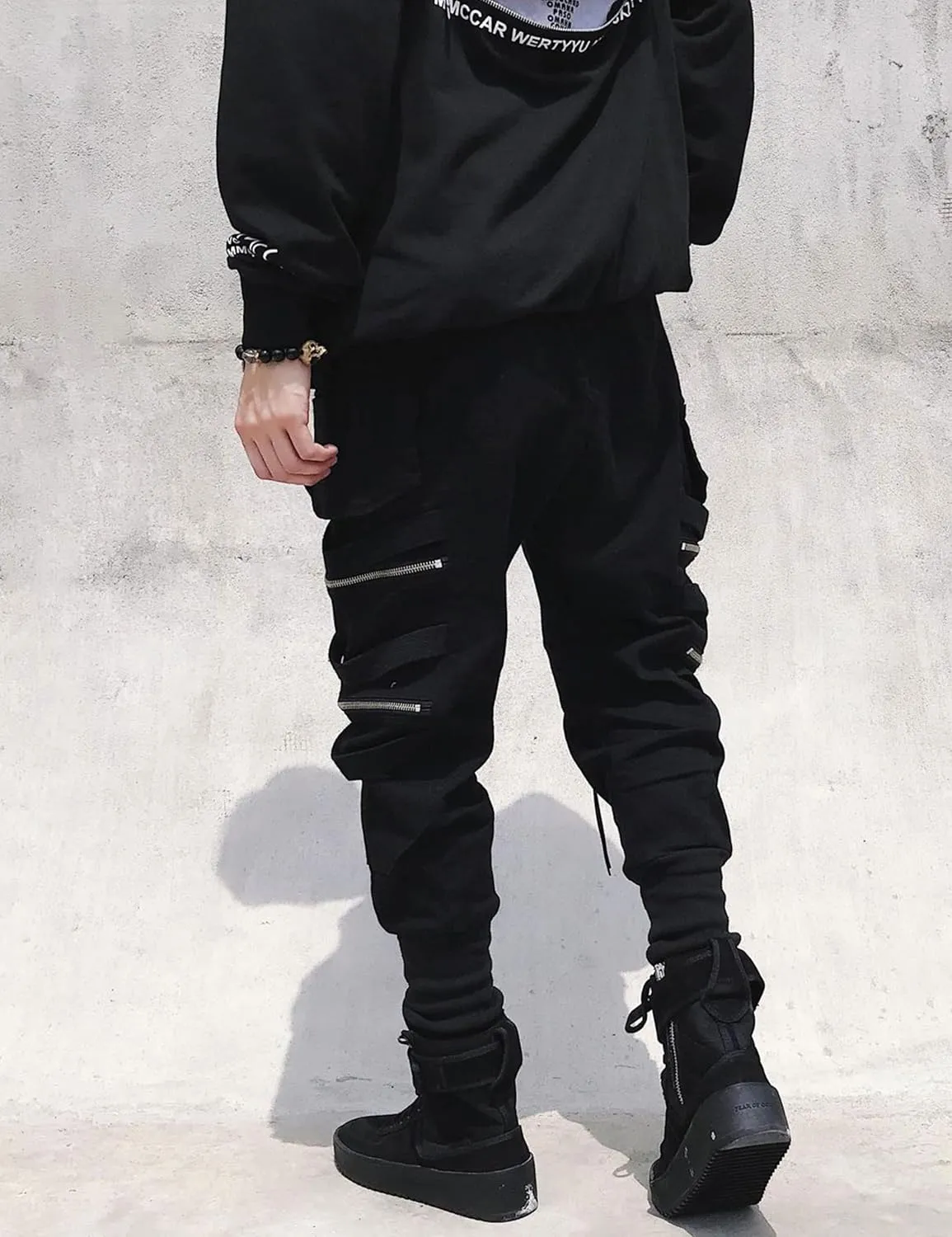 FantasyGears Mens Joggers Pants Y2k Techwear Cargo Pants Futuristic Jogger Tactical Track Pants Multi-Pockets