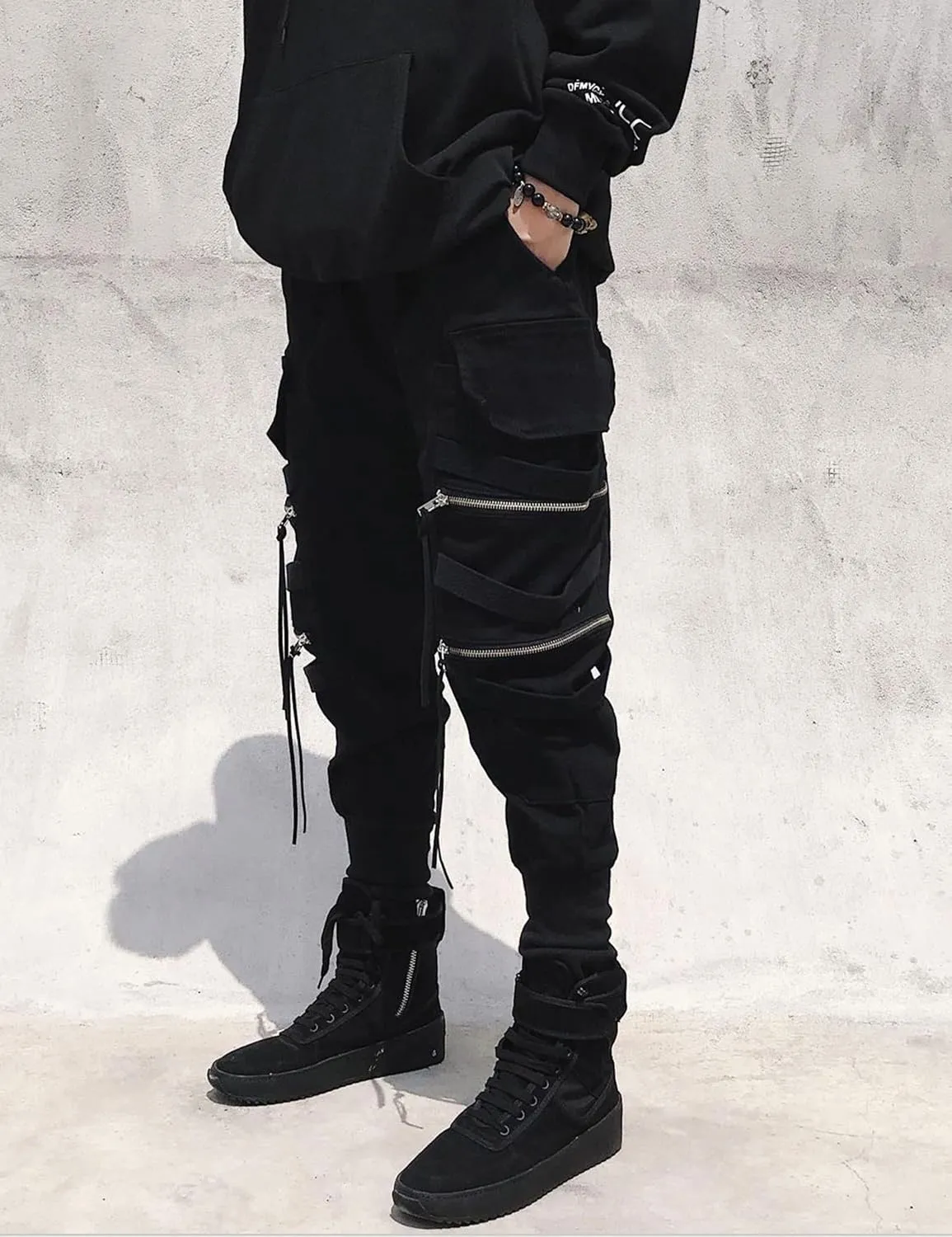 FantasyGears Mens Joggers Pants Y2k Techwear Cargo Pants Futuristic Jogger Tactical Track Pants Multi-Pockets