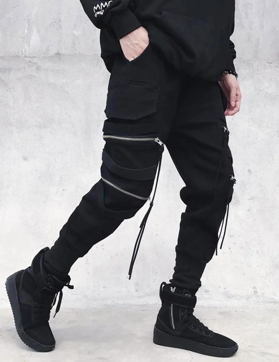 FantasyGears Mens Joggers Pants Y2k Techwear Cargo Pants Futuristic Jogger Tactical Track Pants Multi-Pockets