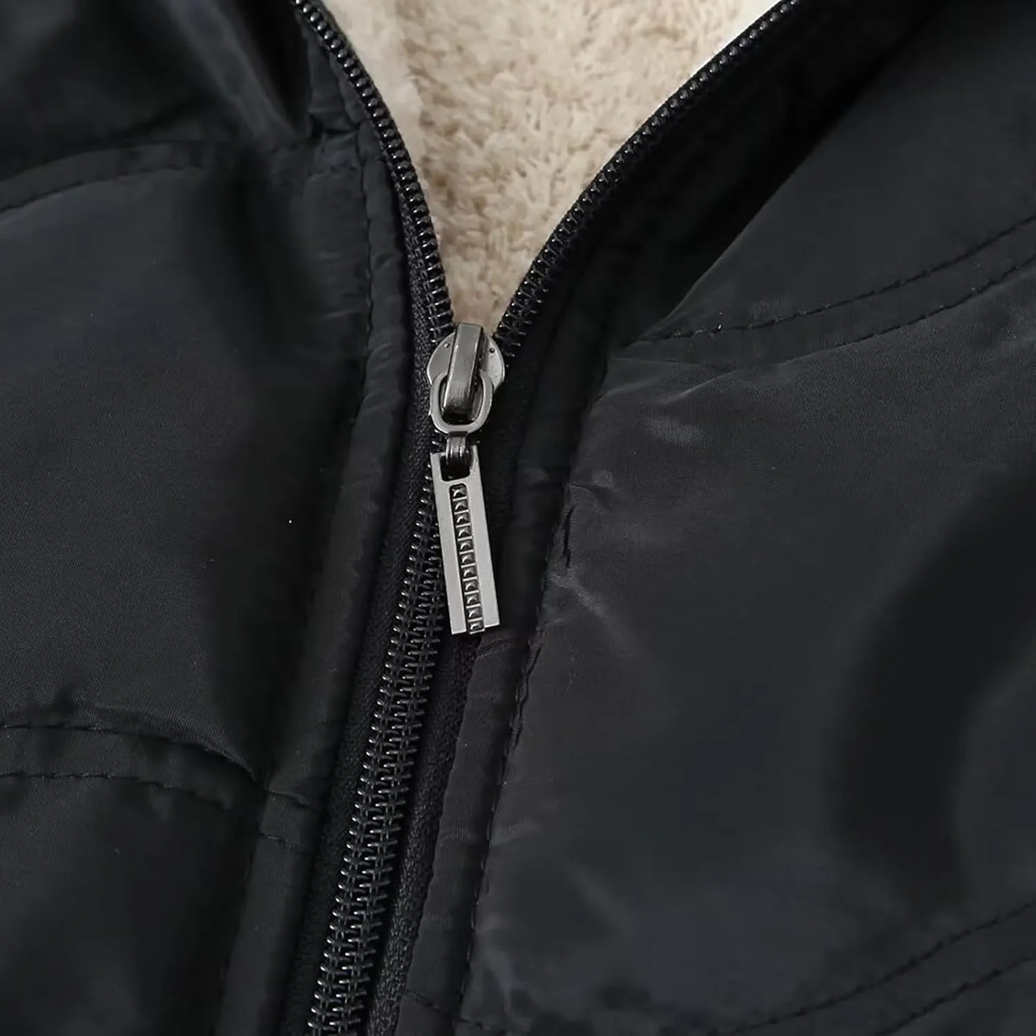 Fleece Lined Puffer Jackets for Women Mid-Length Quilted Hooded Down Coats Sherpa Lined Winter Warm Snow Jackets