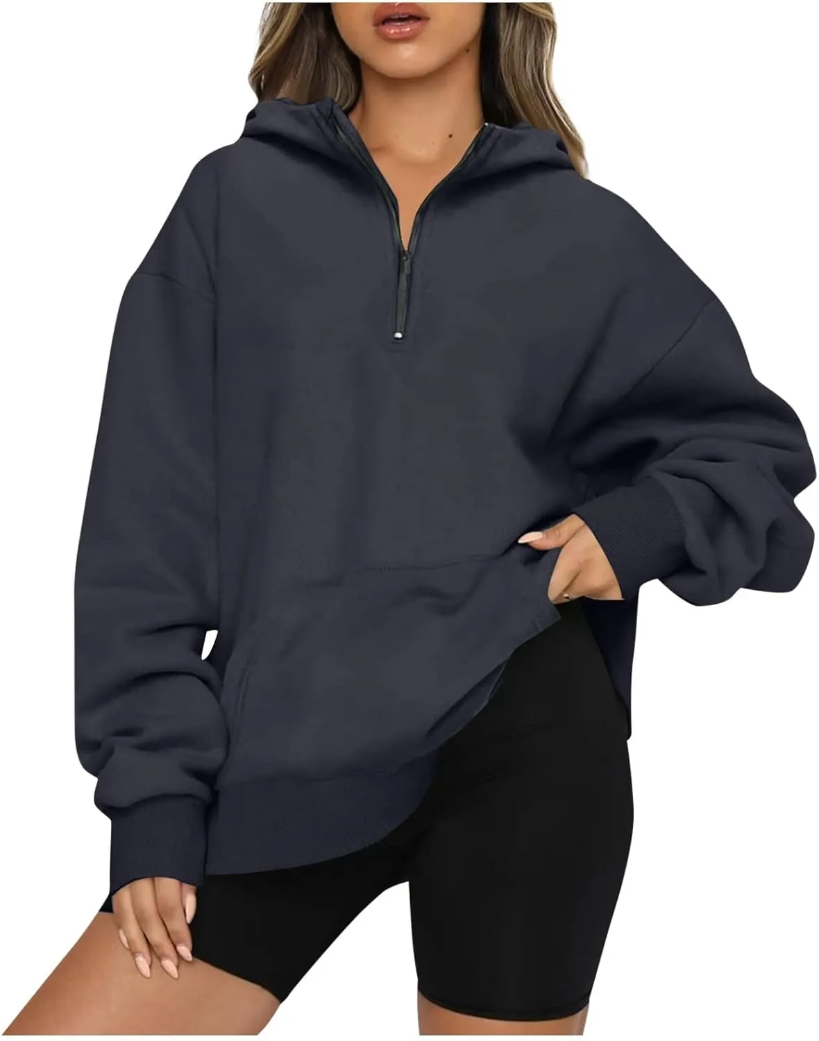 GOFULY Sweatshirt Women Oversized Fall 1/4 Zip Sweatshirt No Hoodie Winter Solid Long Sleeve Shirts Vintage Pullover Sweaters