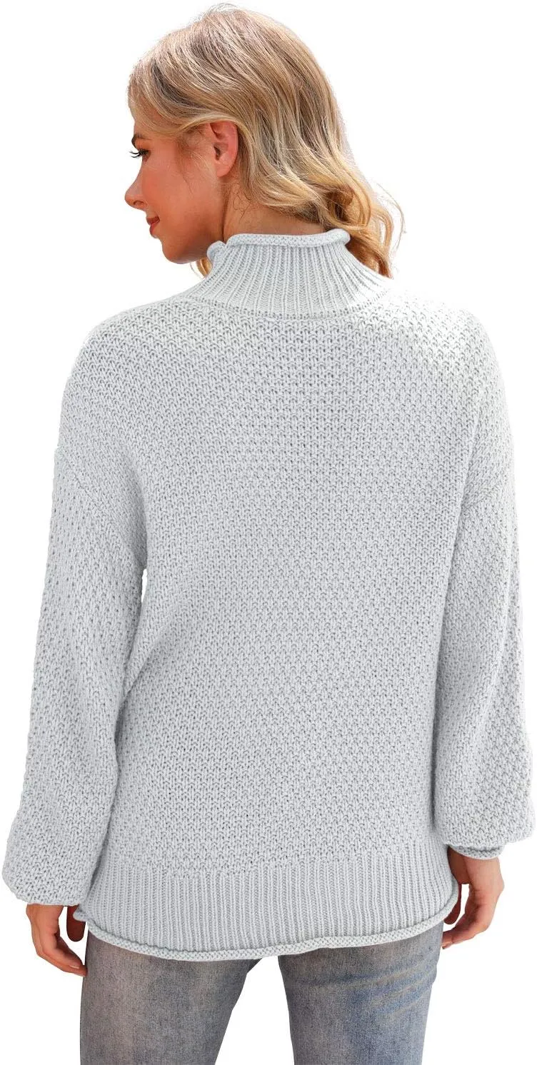 Jouica Women's Turtleneck Oversized Sweaters Batwing Long Sleeve Pullover Loose Chunky Knit Jumper