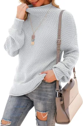Jouica Women's Turtleneck Oversized Sweaters Batwing Long Sleeve Pullover Loose Chunky Knit Jumper