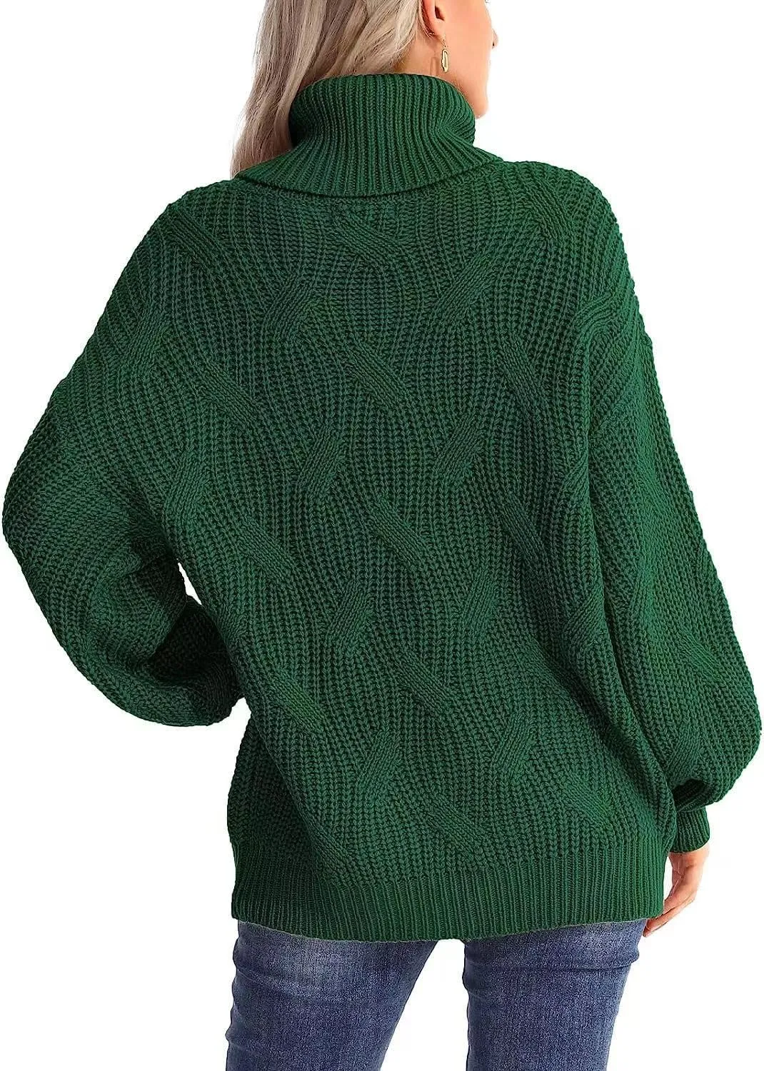 Melliflo Womens Oversized Turtleneck Long Sleeve Cable Knit Sweater Solid Loose Casual Cozy Chunky Pullover Tops