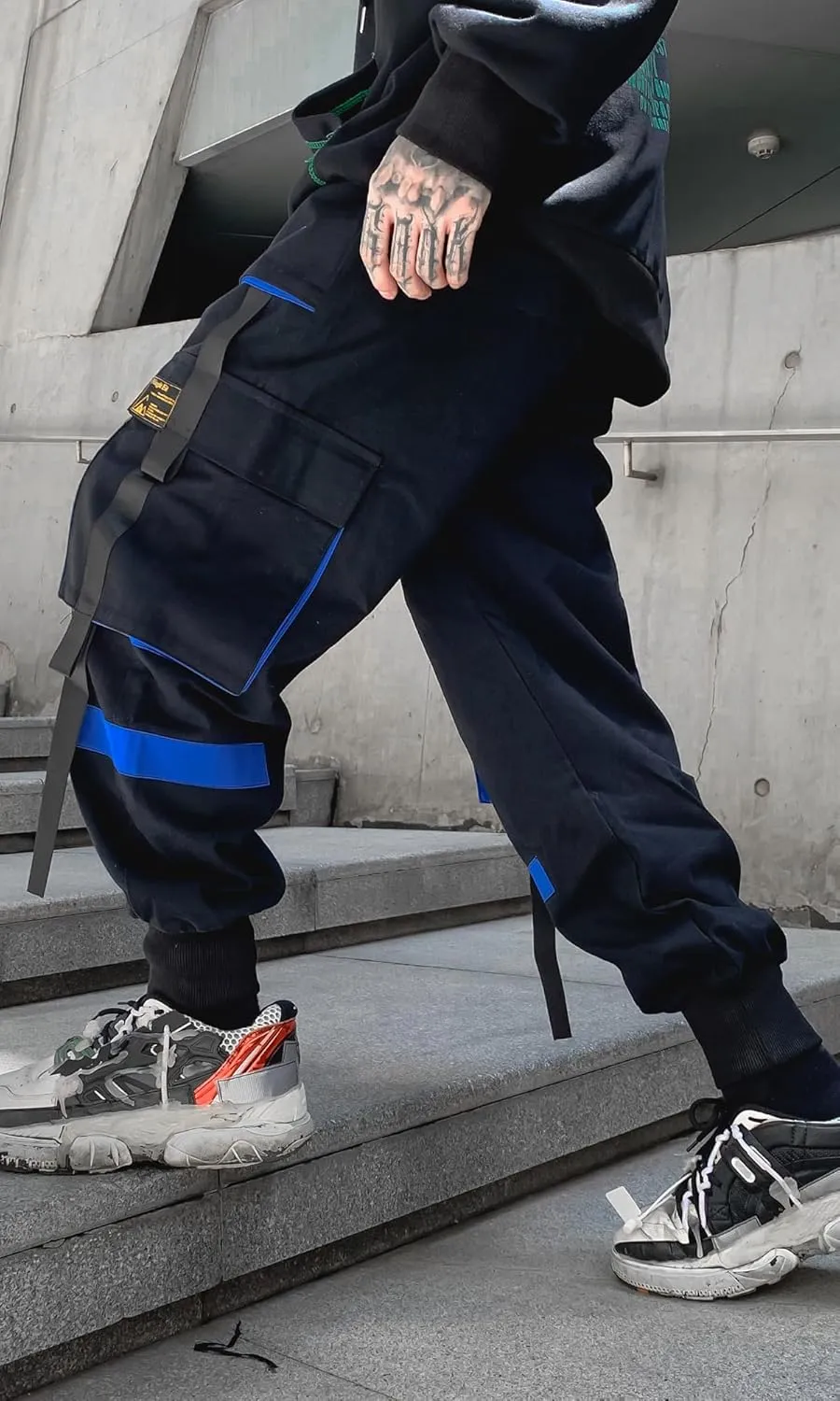 Men's Jogger Pants Techwear Hip Hop Harem Pants Streetwear Tactical Track Pants with Drawstring