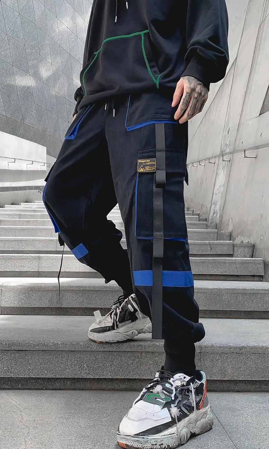 Men's Jogger Pants Techwear Hip Hop Harem Pants Streetwear Tactical Track Pants with Drawstring