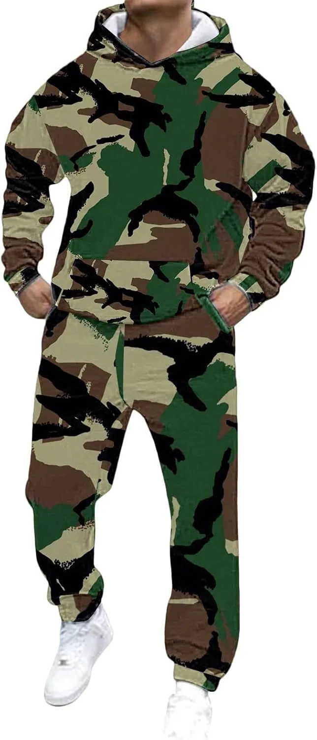 Men's Tracksuit 2 Piece Hooded Athletic Sweatsuits and Sweatpants Suit Jogging Tracksuits for Men Conjuntos