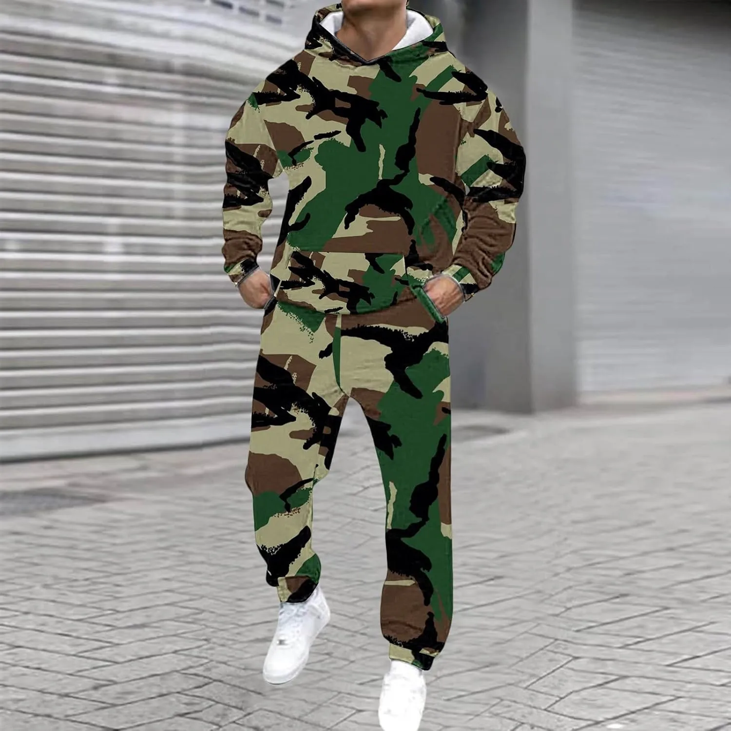 Men's Tracksuit 2 Piece Hooded Athletic Sweatsuits and Sweatpants Suit Jogging Tracksuits for Men Conjuntos