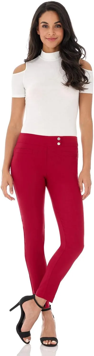 Rekucci Women's Ease into Comfort Slim Ankle Pant with Snaps
