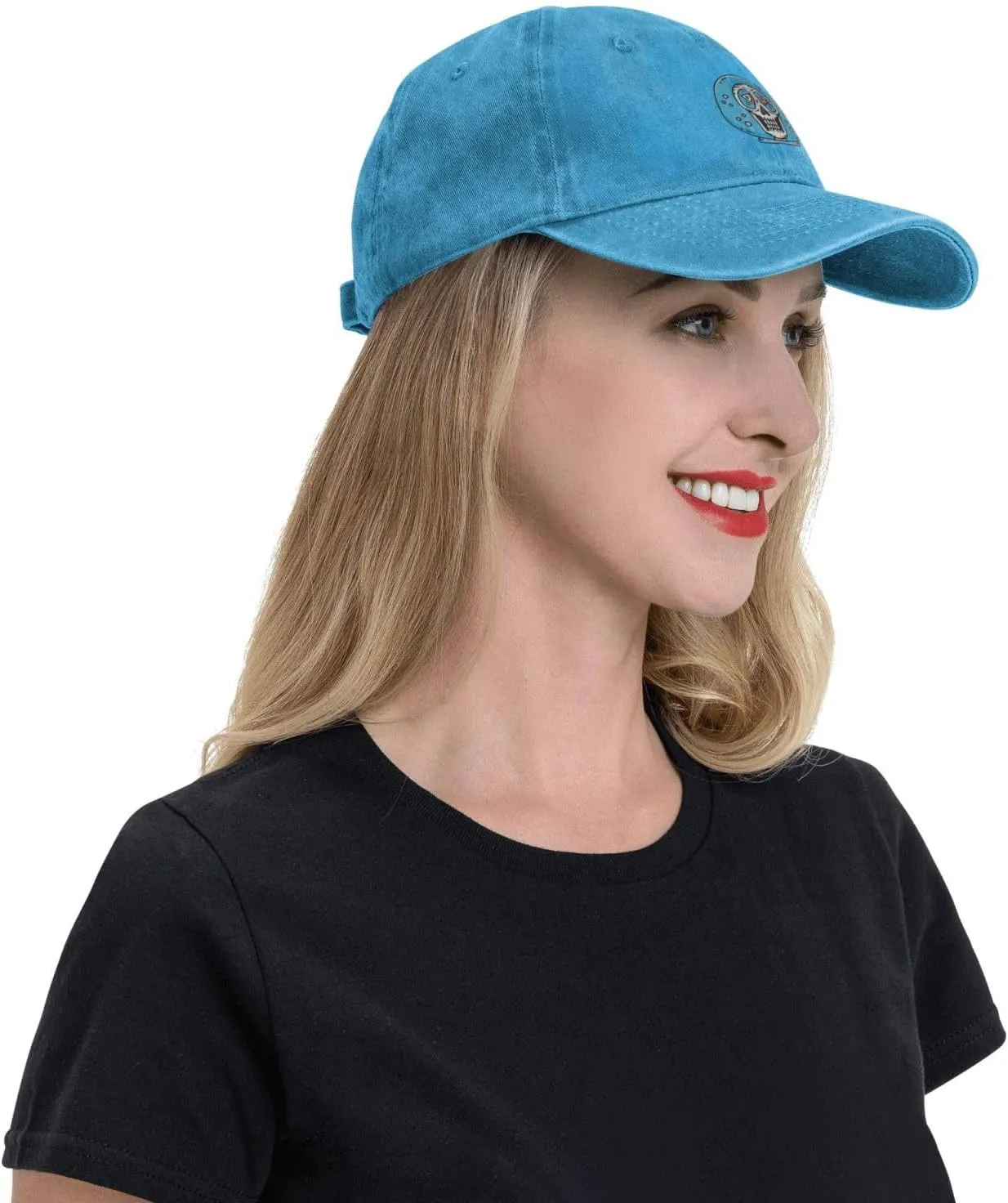 Skull with Fish Tank Baseball Cap for Men Women Adjustable Vintage Washed Cotton Dad Hat