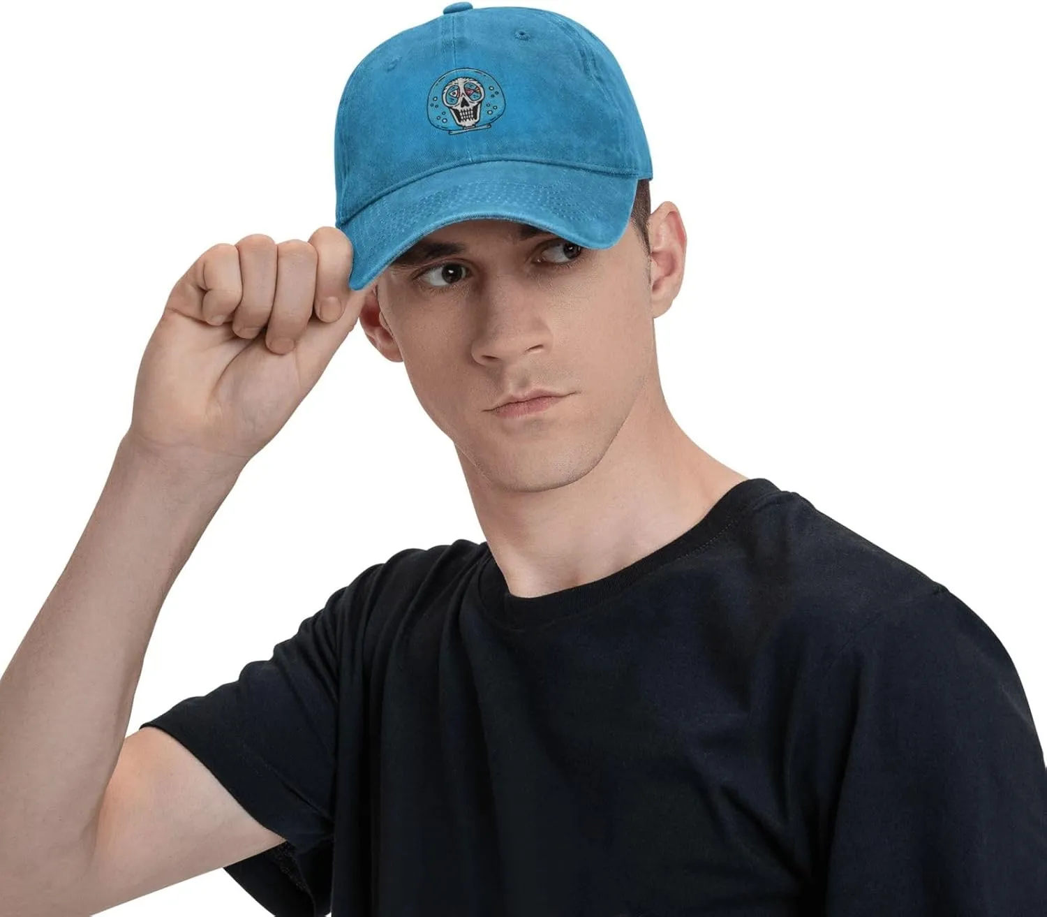 Skull with Fish Tank Baseball Cap for Men Women Adjustable Vintage Washed Cotton Dad Hat