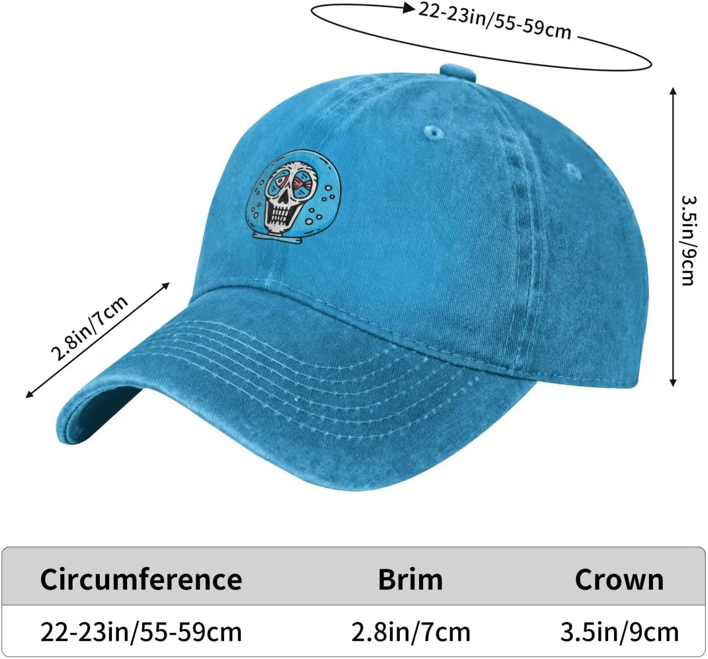 Skull with Fish Tank Baseball Cap for Men Women Adjustable Vintage Washed Cotton Dad Hat