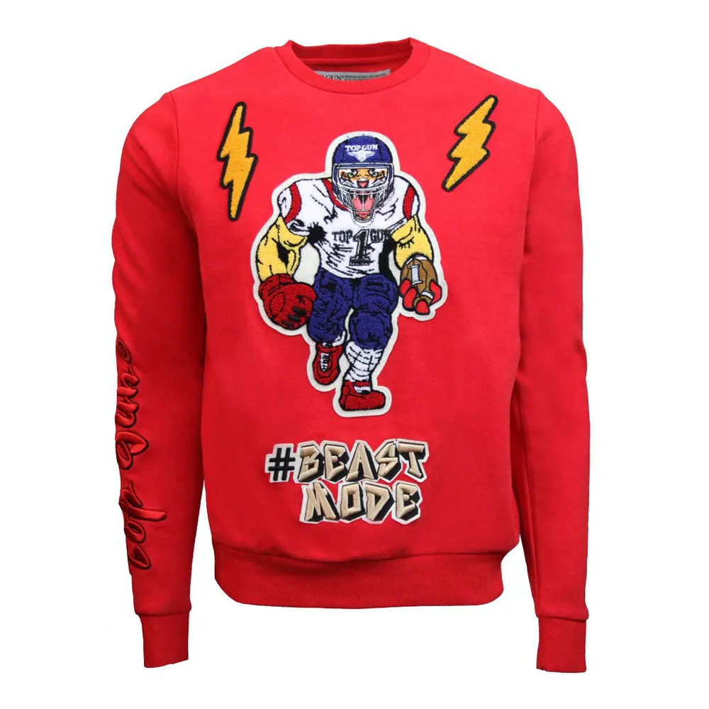 Top Gun Beast Mode Crewneck Sweatshirt Red