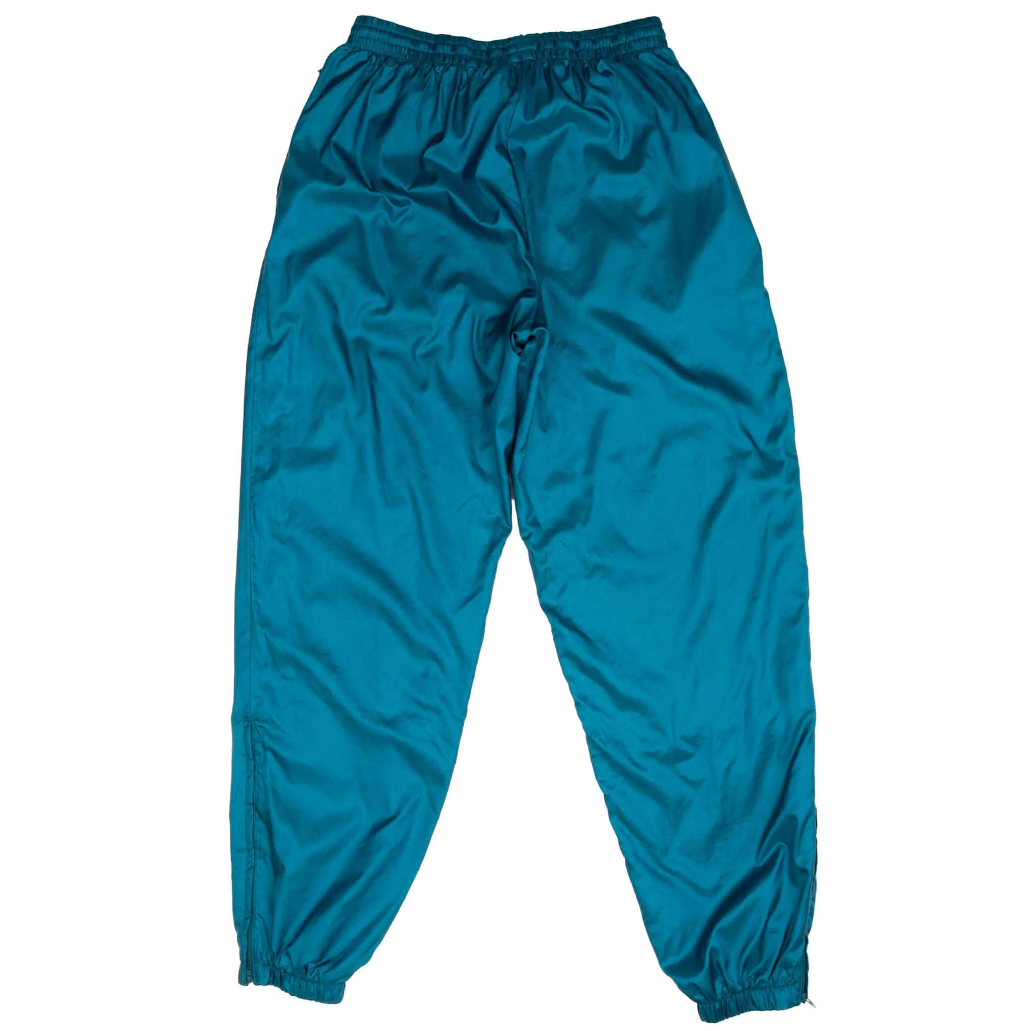 VINTAGE NIKE CLASSIC SWOOSH TURQUOISE BLUE NYLON TRACK PANTS EARLY 1990S SIZE LARGE
