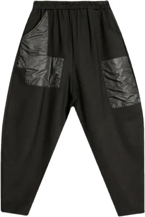 Women’s Black Pocket Harem Pants High Elastic Waist Year-Round Casual Streetwear
