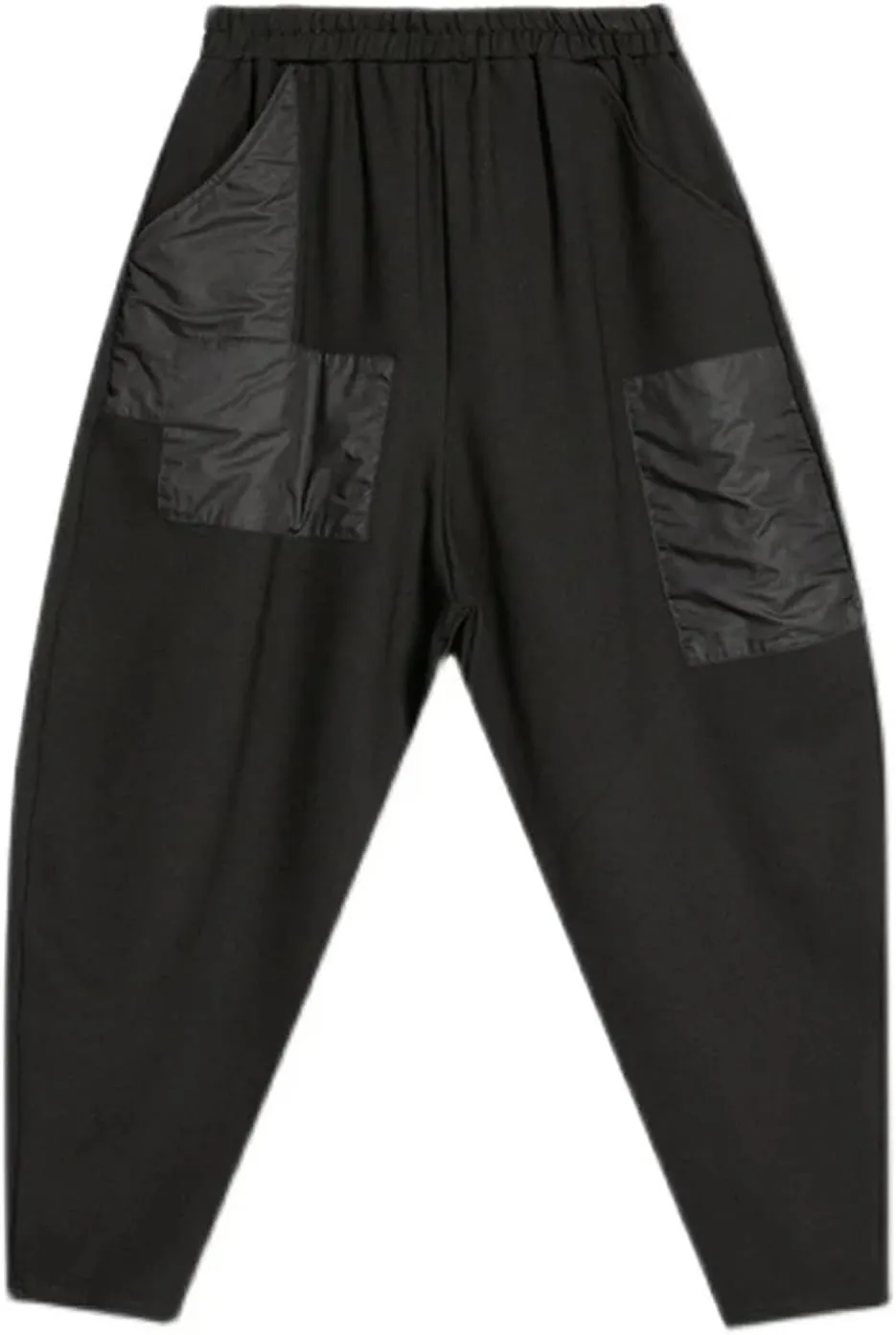Women’s Black Pocket Harem Pants High Elastic Waist Year-Round Casual Streetwear