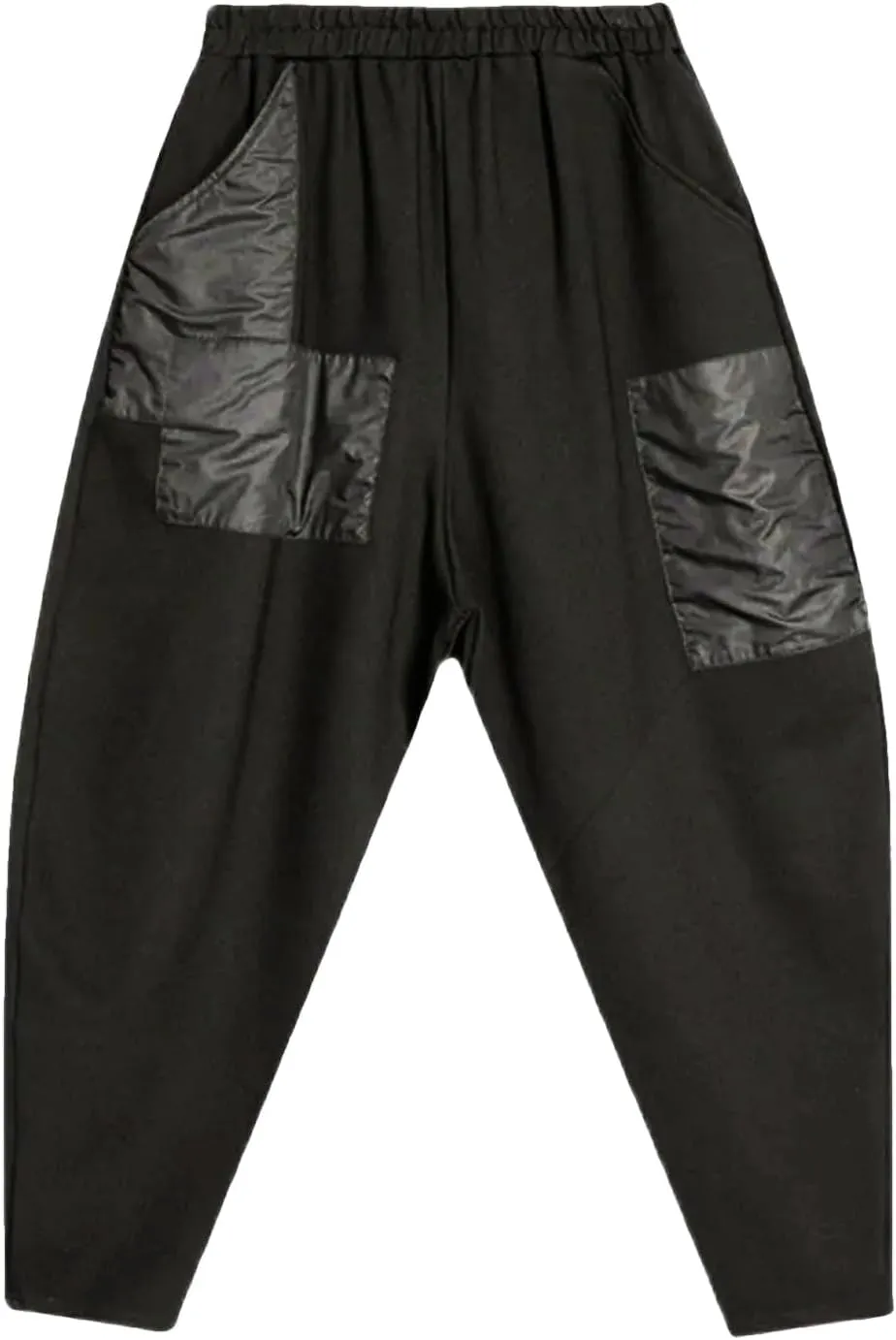 Women’s Black Pocket Harem Pants High Elastic Waist Year-Round Casual Streetwear