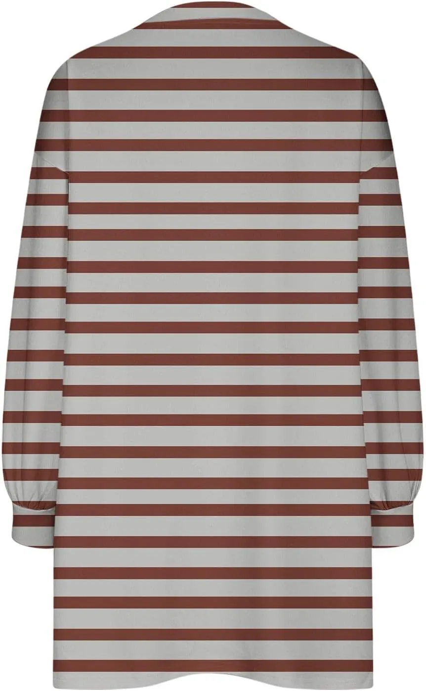 Womens Oversized Sweatshirts Plus Size Long Sleeve Stripe Pullover Tops Casual Crewneck Shirts Fashion Fall Outfits 2024